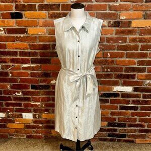 White House Black Market Metallic Sleeveless Shirt Dress Size 16